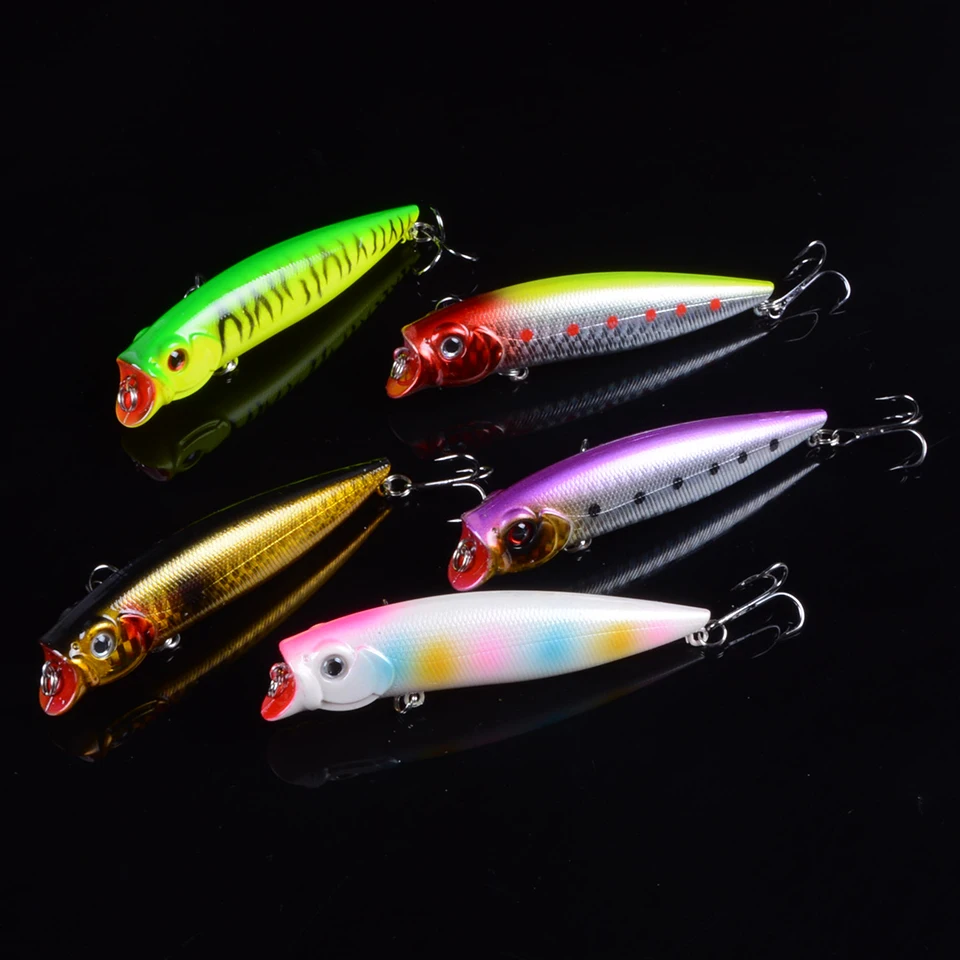 Description Picture 2 of item1pc Popper Lures Wobblers 5 Color 9.2cm Fishing Lures 11.5g Fishing Tackle 6# Black Hook Fishing Bait With 3D Eyes