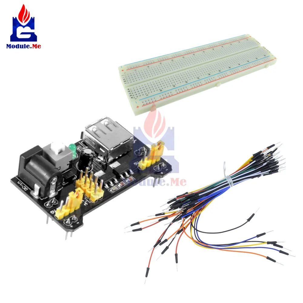 MB-102 Set Includs MB102 Power Supply Module 3.3V 5V+Breadboard Board 830 Point+65PCS Jumper cable
MB-102 Set Includs MB102 Power Supply Module 3.3V 5V+Breadboard Board 830 Point+65PCS Jumper cable