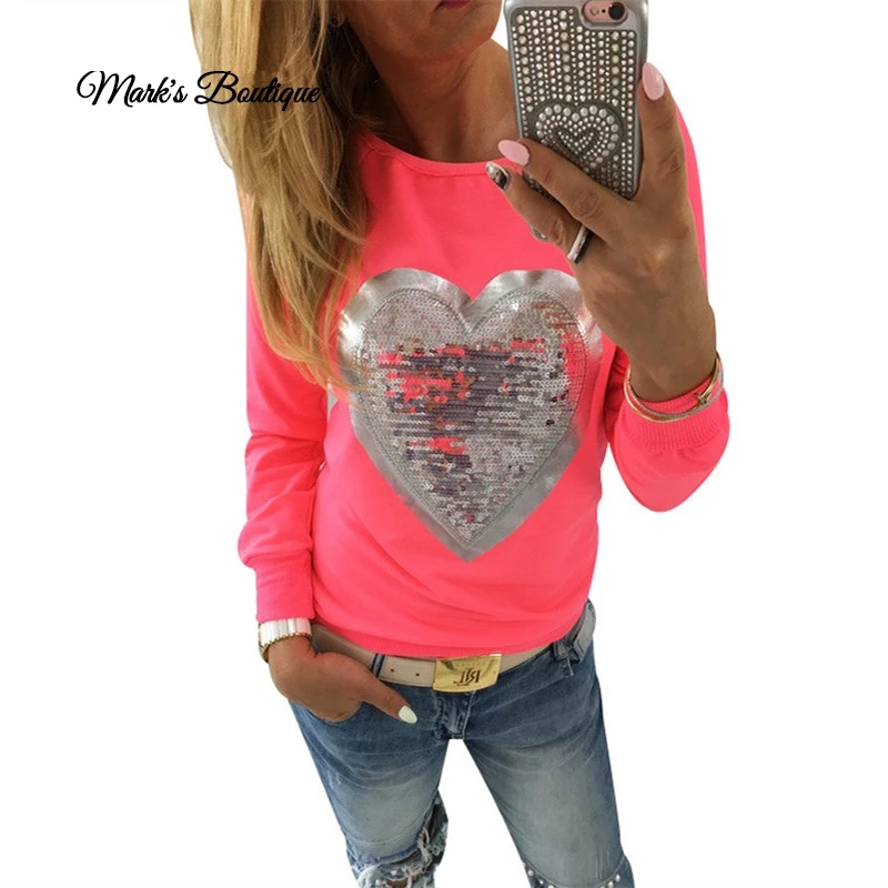 2019 Autumn Women Sequined Heart Pullovers O-neck Long Sleeve Sweatshirts Lady Tracksuits Casual Tops Jumper Sudaderas Mujer
2019 Autumn Women Sequined Heart Pullovers O-neck Long Sleeve Sweatshirts Lady Tracksuits Casual Tops Jumper Sudaderas Mujer