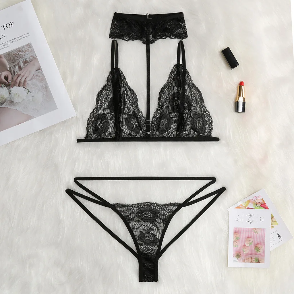 New Women's Solid Lace Openwork Sous Vetement Femme Sexy Ensemble Perspective Two-piece Set Transparent Bra Present for Lover
New Women's Solid Lace Openwork Sous Vetement Femme Sexy Ensemble Perspective Two-piece Set Transparent Bra Present for Lover