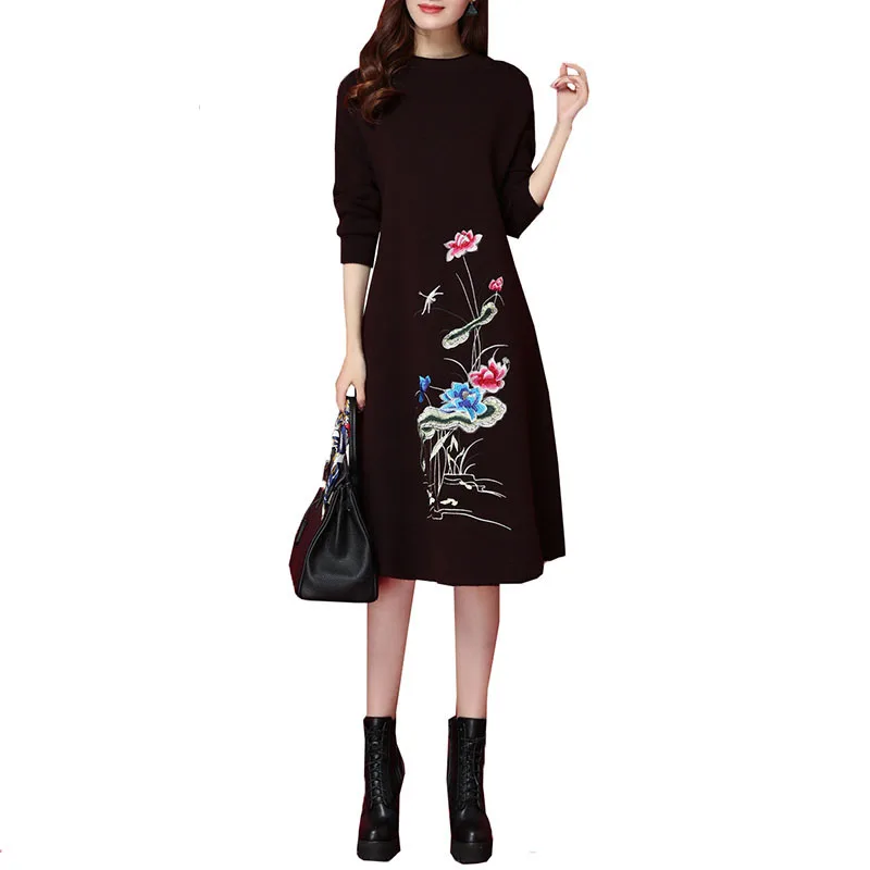 Women New Cashmere Dress 2019 Spring Autumn Loose Knit Sweater Female Embroidered Elegant Pullover Winter Turtleneck Sweater 656
Women New Cashmere Dress 2019 Spring Autumn Loose Knit Sweater Female Embroidered Elegant Pullover Winter Turtleneck Sweater 656