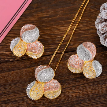 SisCathy 2019 New Design 3Tone Cubic Zirconia Chain Pendant Necklace Stud Earrings for Women Bridal Wedding Party Jewelry Set
SisCathy 2019 New Design 3Tone Cubic Zirconia Chain Pendant Necklace Stud Earrings for Women Bridal Wedding Party Jewelry Set
