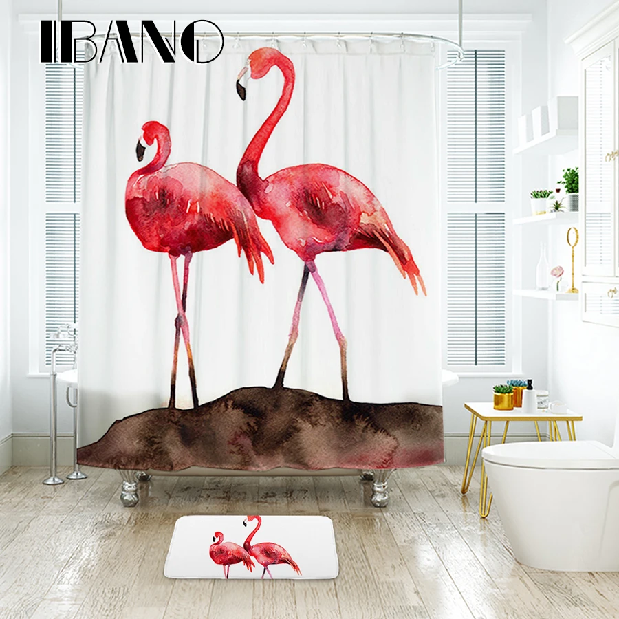 Душевая занавеска IBANO Flamingo водонепроницаемая для ванны из полиэстера ванной