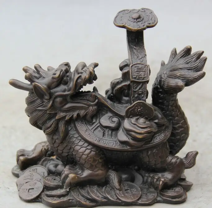 S6752 6" China Bronze Dragon Turtle Tortoise Ru Yi Wealth Money Rich Statue Sculpture D0317
S6752 6" China Bronze Dragon Turtle Tortoise Ru Yi Wealth Money Rich Statue Sculpture D0317