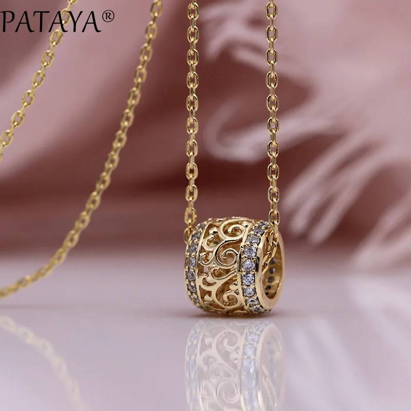 PATAYA New Round Long Necklaces Micro-wax Inlay Natural Zircon Luxury Hollow Pendants 585 Rose Gold Women Fine Fashion Jewelry
PATAYA New Round Long Necklaces Micro-wax Inlay Natural Zircon Luxury Hollow Pendants 585 Rose Gold Women Fine Fashion Jewelry