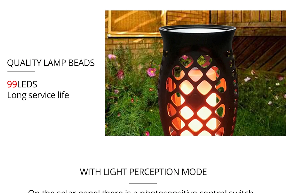 Foxanon Led Solar Lamp Garden Light Waterproof Outdoor Solar Torch Light Smart Solar LED Flame Lights For Garden Decoration_10