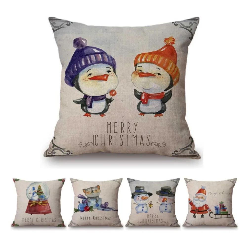 Cute Watercolor Christmas Home Decorative Pillow Case Baby Penguin Snowman Cat Santa Claus Xmas Cushion Cover For Children Room
Cute Watercolor Christmas Home Decorative Pillow Case Baby Penguin Snowman Cat Santa Claus Xmas Cushion Cover For Children Room