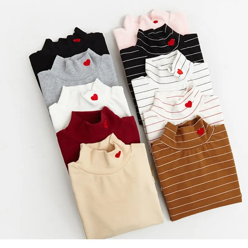 LOSSKY Solid Autumn Fashion Women Striped Harajuku Candy Colors Hearts T Shirt Kawaii Cotton Turtleneck Casual Tee Lady Cute Top
LOSSKY Solid Autumn Fashion Women Striped Harajuku Candy Colors Hearts T Shirt Kawaii Cotton Turtleneck Casual Tee Lady Cute Top