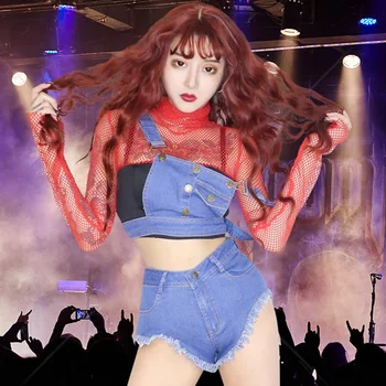 Hip Hop Costume Adults Denim Suspenders Shorts Nightclub Singer Dj Women Street Dancewear Stage Outfit Pole Dance Clothing DT868
Hip Hop Costume Adults Denim Suspenders Shorts Nightclub Singer Dj Women Street Dancewear Stage Outfit Pole Dance Clothing DT868