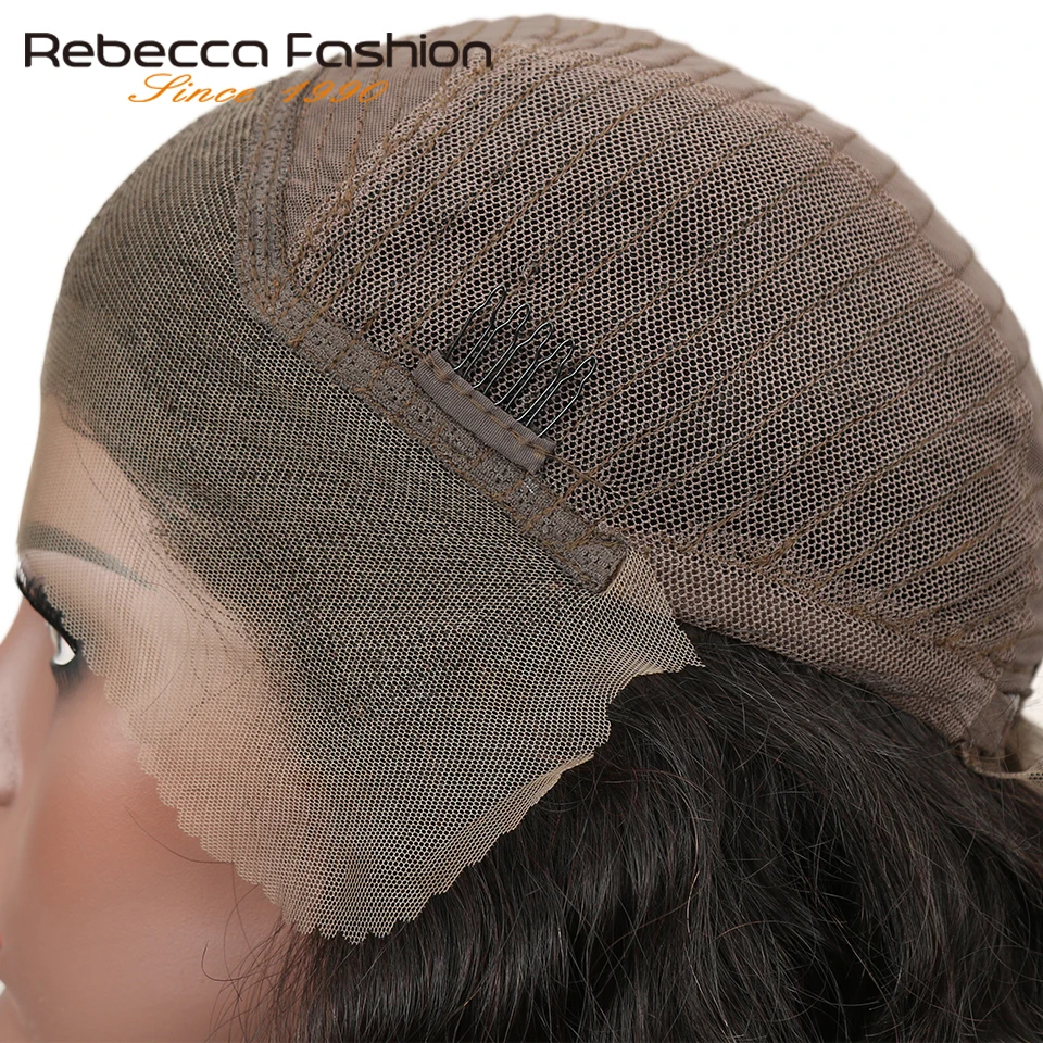 Rebecca Короткий кружевной передний парик человеческих волос для черных женщин