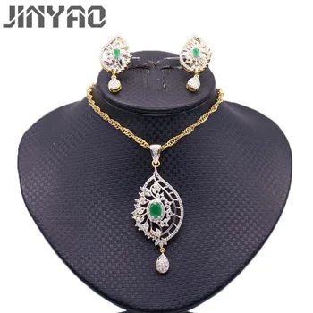 JINYAO Fashion Double Gold Color Zircon Necklace Pendant Earrings Sets For Women pendientes Wedding Party indian Jewelry
JINYAO Fashion Double Gold Color Zircon Necklace Pendant Earrings Sets For Women pendientes Wedding Party indian Jewelry