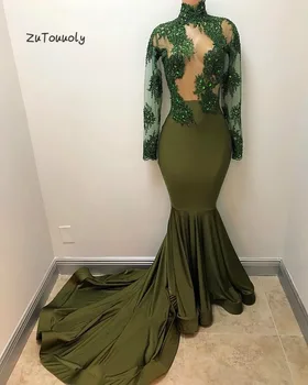 Amazing Olive Mermaid Evening Gowns High Neck See Through Top Appliques Beaded African Prom Dresses Long Sleeves Arabic Evening
Amazing Olive Mermaid Evening Gowns High Neck See Through Top Appliques Beaded African Prom Dresses Long Sleeves Arabic Evening