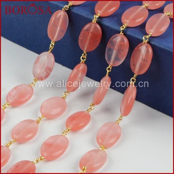 BOROSA Gold/Silver Color Oval Shape Volcano Cherry Quartz Beads Chain High Quality Beaded Chains for Druzy Jewelry JT117
BOROSA Gold/Silver Color Oval Shape Volcano Cherry Quartz Beads Chain High Quality Beaded Chains for Druzy Jewelry JT117