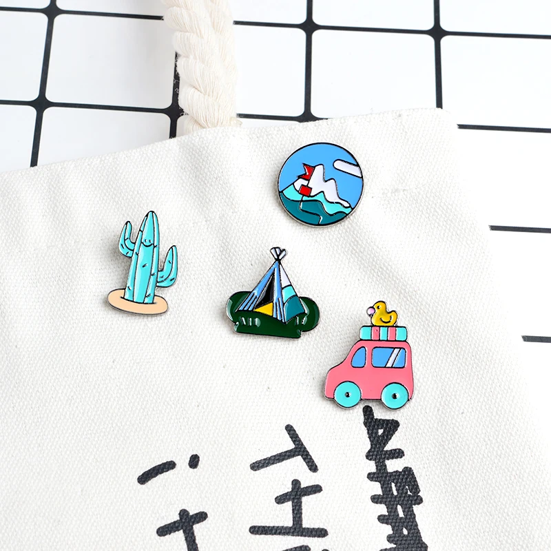 4pcs/set Summer Holiday Cartoon pins Cactus Car Tent Mountain enamel pins Camping pinback Backpack Accessories Adventure gifts
4pcs/set Summer Holiday Cartoon pins Cactus Car Tent Mountain enamel pins Camping pinback Backpack Accessories Adventure gifts