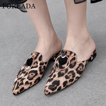 FOREADA Women Mules Shoes Summer Slippers Kid Suede Buckle Flat Shoes Real Leather Leopard Pointed Toe Slippers Female Size 3-10
FOREADA Women Mules Shoes Summer Slippers Kid Suede Buckle Flat Shoes Real Leather Leopard Pointed Toe Slippers Female Size 3-10