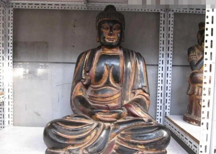 150629 S2250 35" China Folk Old Wood Carved painted Tathagata Amitayus Sakyamuni Buddha Statue
150629 S2250 35" China Folk Old Wood Carved painted Tathagata Amitayus Sakyamuni Buddha Statue