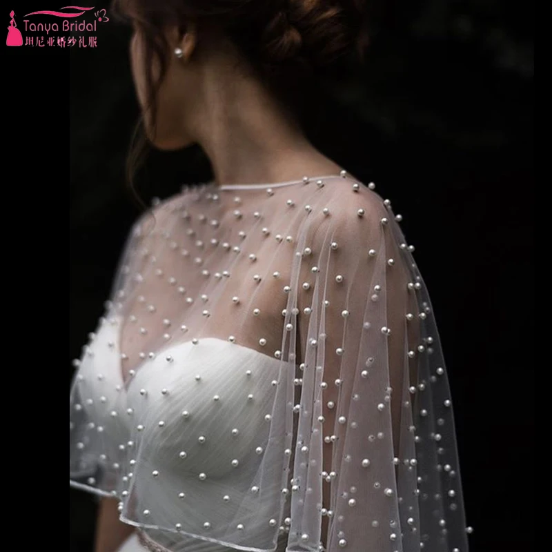 Pearls Wedding Cape Luxury Bridal Boleros Short Fron long back Shawls Women Wrap Cape ZJ022
Pearls Wedding Cape Luxury Bridal Boleros Short Fron long back Shawls Women Wrap Cape ZJ022