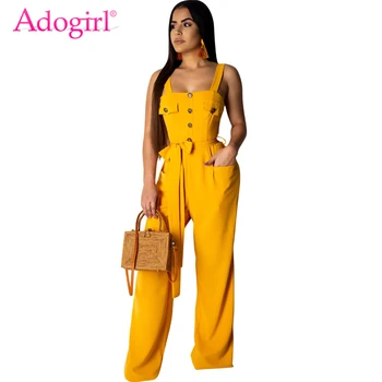 Adogirl Solid Fashion Casual Loose Jumpsuit with Belt Buttons Pockets Spaghetti Straps Romper Women Overalls Suspender Trousers
Adogirl Solid Fashion Casual Loose Jumpsuit with Belt Buttons Pockets Spaghetti Straps Romper Women Overalls Suspender Trousers