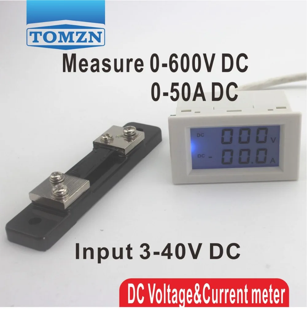 Dual LCD display DC Voltage and current meter voltmeter ammeter range DC 0-600V 0-50A Blue backlight DC 3~40 Input With shunt
Dual LCD display DC Voltage and current meter voltmeter ammeter range DC 0-600V 0-50A Blue backlight DC 3~40 Input With shunt