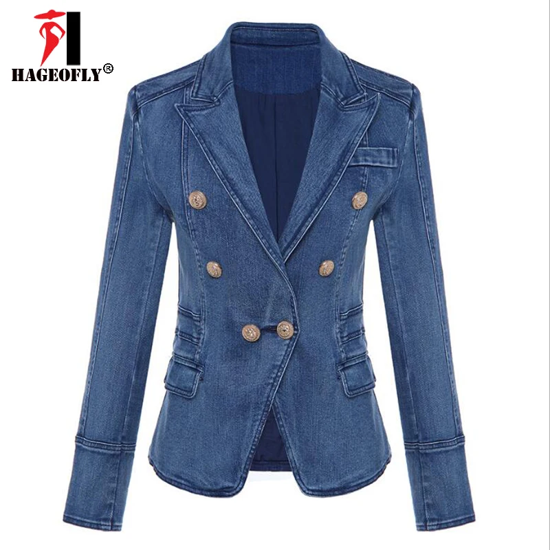 New Designer HIGH QUALITY Denim Jacket Double breasted Lion Button buckle Wash Water Denim Coat Women's Blazer Autumn Winter
New Designer HIGH QUALITY Denim Jacket Double breasted Lion Button buckle Wash Water Denim Coat Women's Blazer Autumn Winter