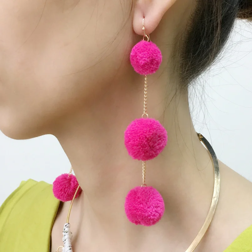 MANILAI Fashion 3 Cotton Ball Pendants Long Earrings For Women Bohemia Pompom Dangle Earrings Statement Jewelry Pendientes
MANILAI Fashion 3 Cotton Ball Pendants Long Earrings For Women Bohemia Pompom Dangle Earrings Statement Jewelry Pendientes