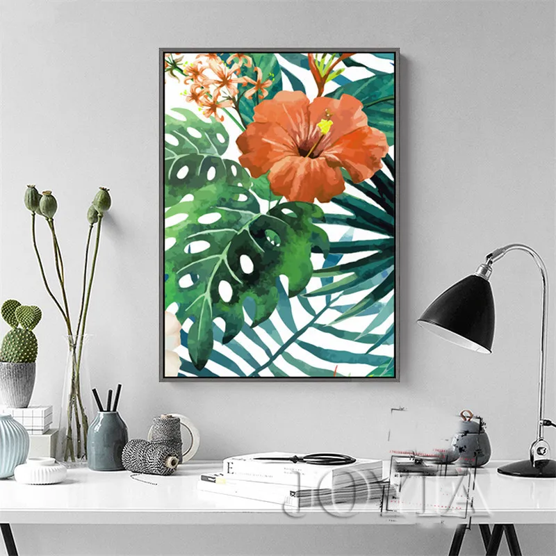 Watercolor-Canvas-Wall-Art-Rainforest-Plants-Bird-Painting-Tropical-Leaves-Wall-Pictures-Home-Decoration-No-Frame (3)
