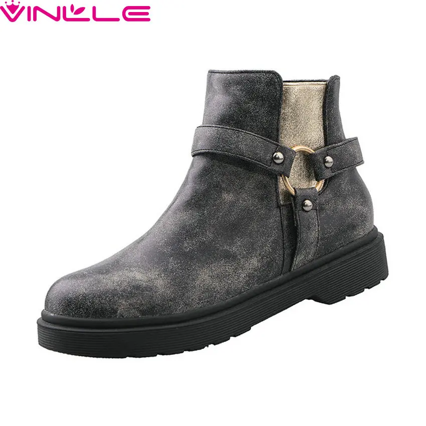 VINLLE 2019 Fashion Women Ankle Boots Simple Fashion Low Heel Round Toe All Match Casual Motorcycle Ladies Shoes Size 34-43
VINLLE 2019 Fashion Women Ankle Boots Simple Fashion Low Heel Round Toe All Match Casual Motorcycle Ladies Shoes Size 34-43