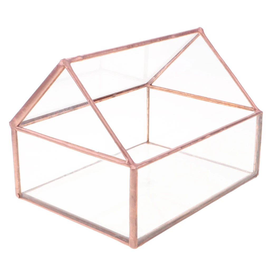 Glass House Terrarium Container Geometric Succulent Planter Wedding Card Box Decor