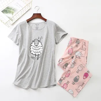 New 2019 Summer Women Pajamas Cotton Print Pink Sheep Pajama Set Top + Capris Elastic Waist Plus Size 3XL Lounge pijamas S92905
New 2019 Summer Women Pajamas Cotton Print Pink Sheep Pajama Set Top + Capris Elastic Waist Plus Size 3XL Lounge pijamas S92905