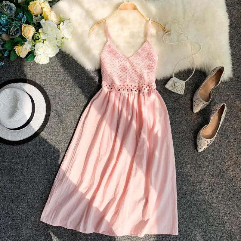 NiceMix Korean 2019 Hollow Out Spaghetti Strap Dress Sweet V-Neck Patchwork High Waist Dress Elegant Sleeveless Vestidos dress
NiceMix Korean 2019 Hollow Out Spaghetti Strap Dress Sweet V-Neck Patchwork High Waist Dress Elegant Sleeveless Vestidos dress