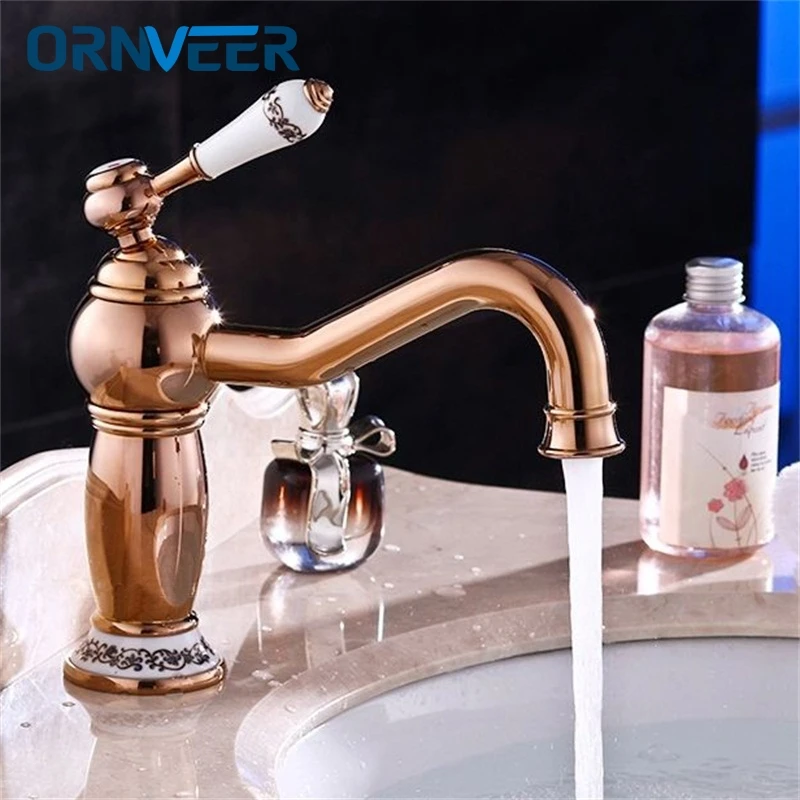 Royal Rose Gold Ceramic Handle Bathroom Faucet Modern Long Mouth Globe Body Gold Plated Brass Basin Sink Mixer Tap B056
Royal Rose Gold Ceramic Handle Bathroom Faucet Modern Long Mouth Globe Body Gold Plated Brass Basin Sink Mixer Tap B056