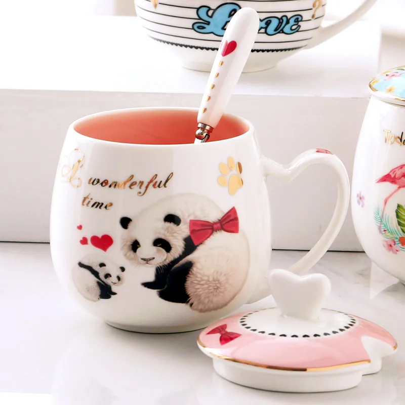 Cute cartoon panda mother and child ceramic mug Fashion pink inner wall panda cup
Cute cartoon panda mother and child ceramic mug Fashion pink inner wall panda cup