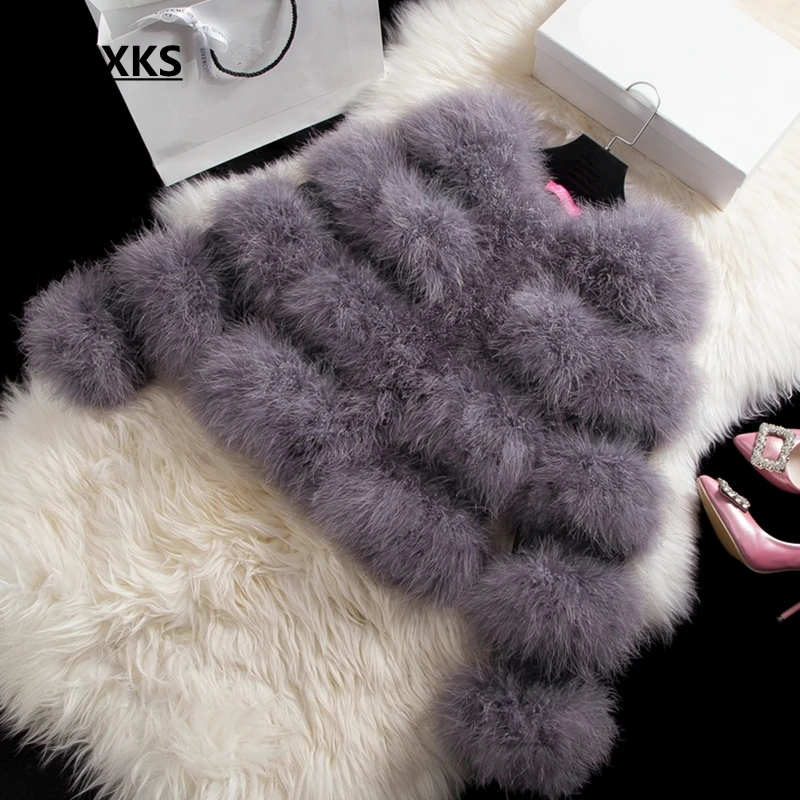XJXKS Ostrich feather coat female short design patchwork encryption o-neck long-sleeve PU leather and Ostrich feather women coat
XJXKS Ostrich feather coat female short design patchwork encryption o-neck long-sleeve PU leather and Ostrich feather women coat