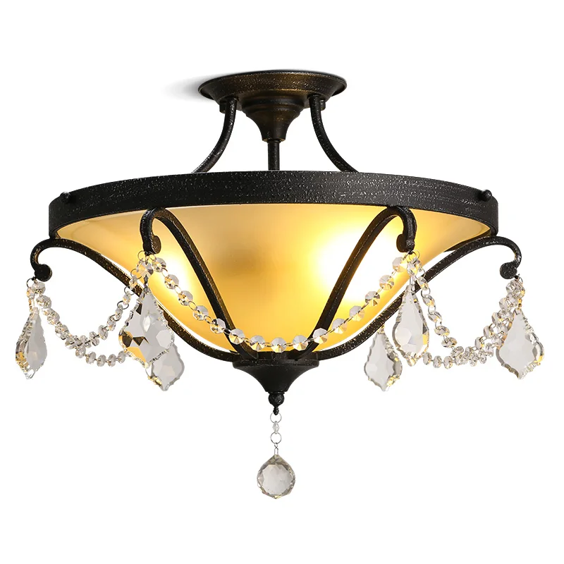 American crystal ceiling light simple wrought iron living room ceiling lamp Mediterranean decor bedroom restaurant light fixture
American crystal ceiling light simple wrought iron living room ceiling lamp Mediterranean decor bedroom restaurant light fixture