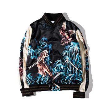 Animal Printed Jacket Men Stand Collar Thin Single Breasted Baseball Coats Rib Sleeve Pattern Jackets 2020
Animal Printed Jacket Men Stand Collar Thin Single Breasted Baseball Coats Rib Sleeve Pattern Jackets 2020