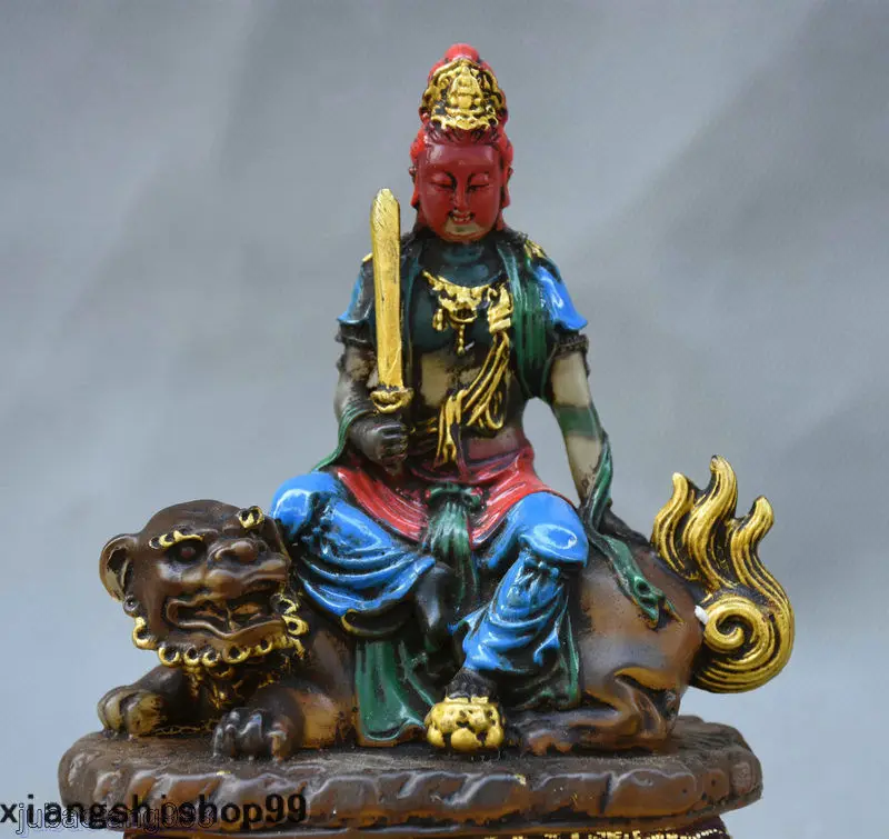 christmas China Old Glaze Painting Wenshu Manjushri Kwan-yin Buddha On Lion Sword Statue halloween
christmas China Old Glaze Painting Wenshu Manjushri Kwan-yin Buddha On Lion Sword Statue halloween