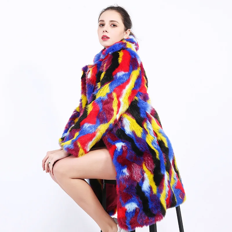 New Autumn Winter Thick Warm Rabbit Fur Long Coats Women Spliced Panelled Multicolor Fur Overcoat Faux Fur Female Casaco Mw328
New Autumn Winter Thick Warm Rabbit Fur Long Coats Women Spliced Panelled Multicolor Fur Overcoat Faux Fur Female Casaco Mw328