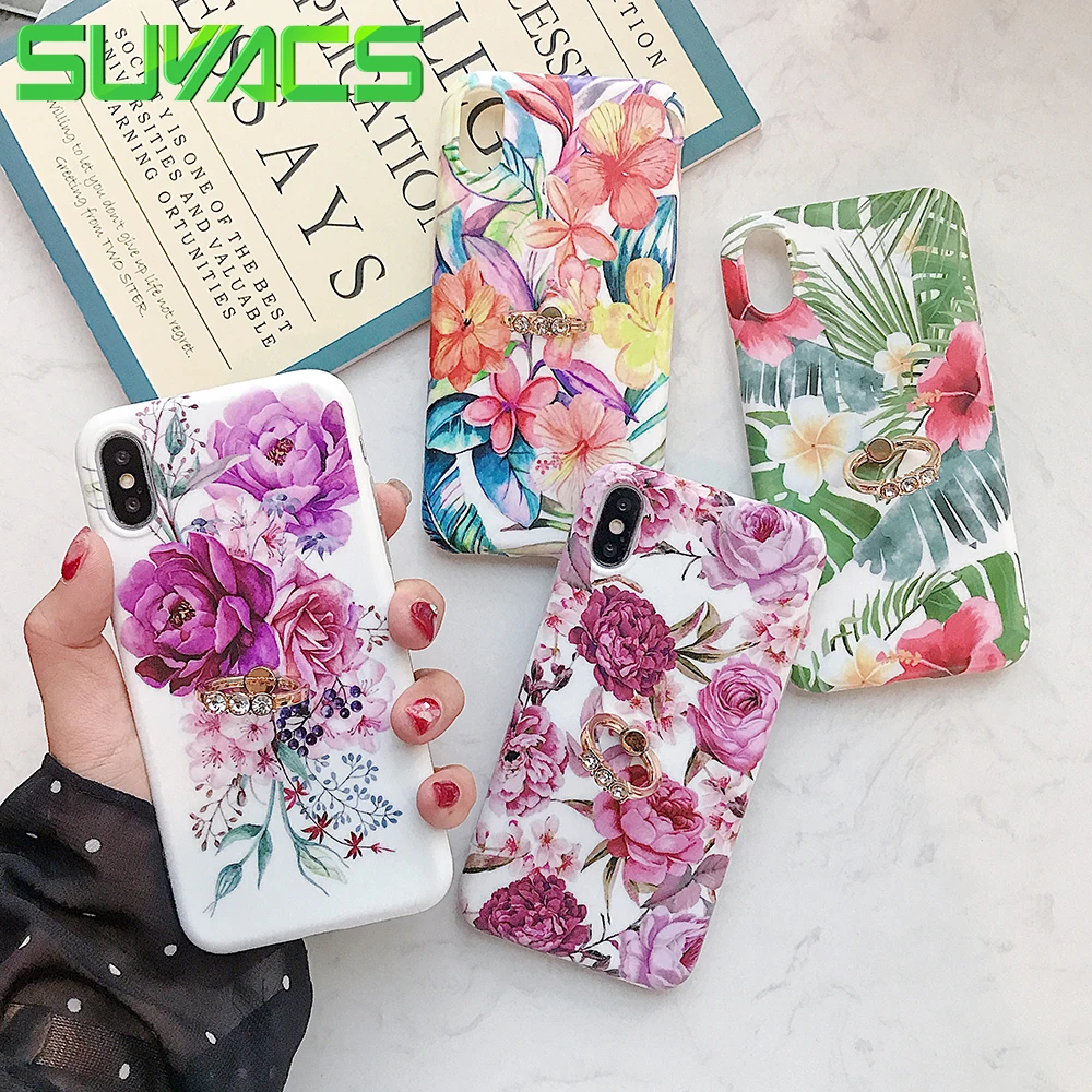 SUYACS Vintage Flower Ring Stand Holder Case For iPhone X XS XS XS Max XR 6 7 8 Plus Soft IMD Full Body Cover Protector Shell
SUYACS Vintage Flower Ring Stand Holder Case For iPhone X XS XS XS Max XR 6 7 8 Plus Soft IMD Full Body Cover Protector Shell