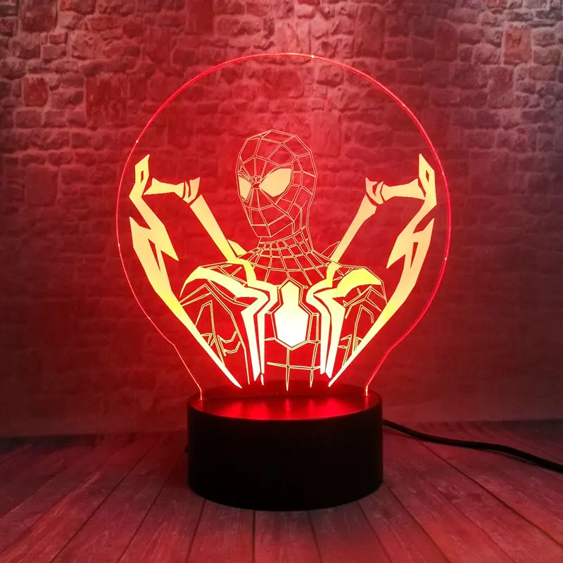 Flash Avengers Spiderman Figurines Model 3D Illusion Nightlight LED 7 Colors Changing Light Marvel Spider man Figure Toys
Flash Avengers Spiderman Figurines Model 3D Illusion Nightlight LED 7 Colors Changing Light Marvel Spider man Figure Toys