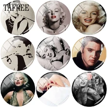 

JIONBEAUTY Movie Star Marilyn Monroe Audrey Hepburn Elvis cat King Round Glass Cabochon Dome Jewelry Finding Cameo Settings