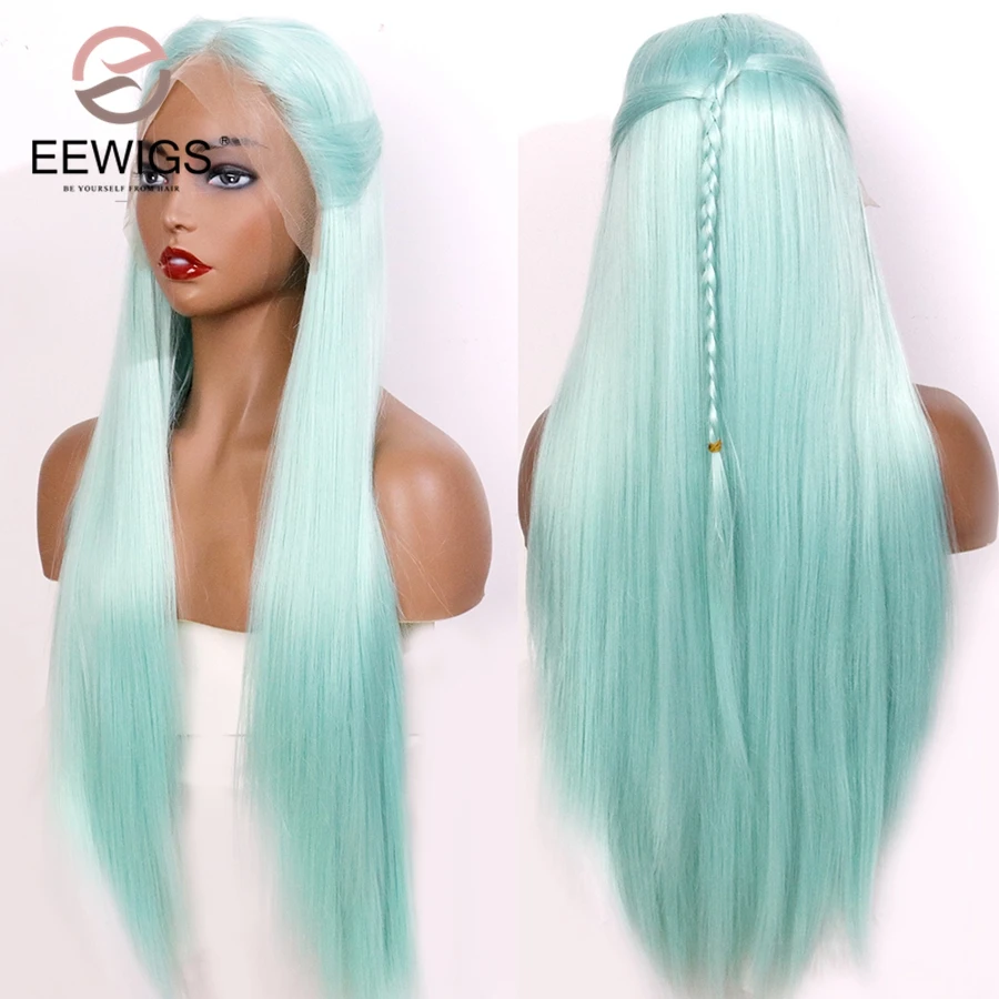 EEWIGS Middle Part Light Green Lace Front Synthetic Wigs Heat Resistant Straight Wigs With Braid for Black Women Glueless Wig
EEWIGS Middle Part Light Green Lace Front Synthetic Wigs Heat Resistant Straight Wigs With Braid for Black Women Glueless Wig