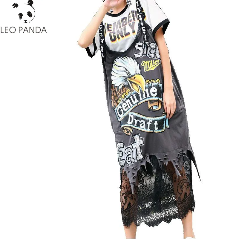 2019 Summer Long Dresses Spaghetti Strap Dress Black Eagle Print Lace Spliced Women Loose Holes Punk Sequin Vestidos
2019 Summer Long Dresses Spaghetti Strap Dress Black Eagle Print Lace Spliced Women Loose Holes Punk Sequin Vestidos