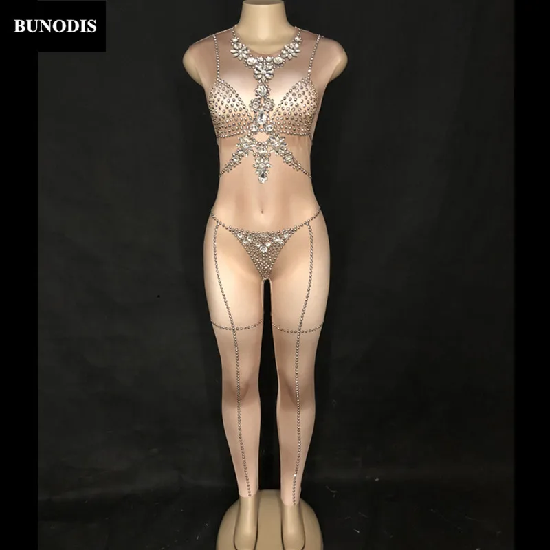 ZD370 Women Sexy Jumpsuit Sleeveless Skin Color Sparkling Crystals Bodysuit Nightclub Party Stage Wear Performance Bling Costume
ZD370 Women Sexy Jumpsuit Sleeveless Skin Color Sparkling Crystals Bodysuit Nightclub Party Stage Wear Performance Bling Costume