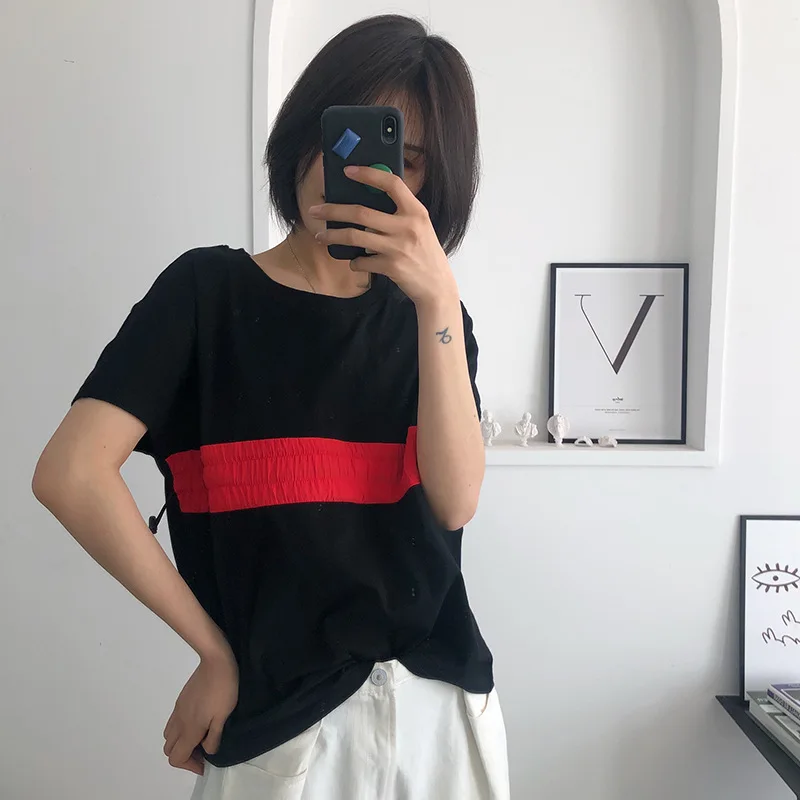 Johnature Summer New Casual Simple T-Shirts Solid Color Patchwork Hit Color O-neck Short Sleeve Women Tops 2019
Johnature Summer New Casual Simple T-Shirts Solid Color Patchwork Hit Color O-neck Short Sleeve Women Tops 2019