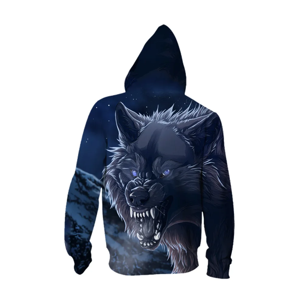 Black and white wolf hoodie Clearance