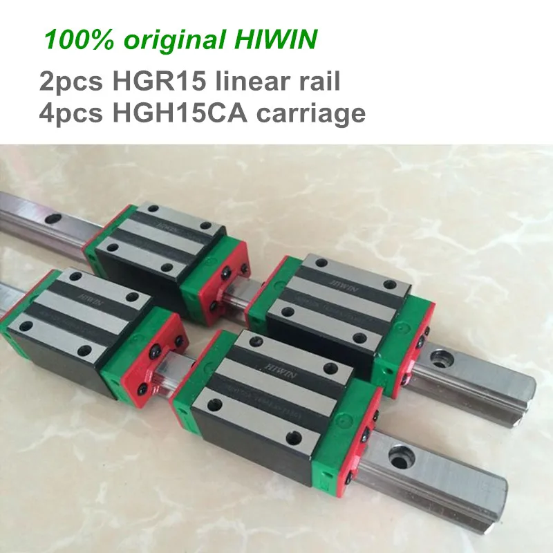 

2pcs 100% HIWIN linear guide rail HGR15 350 400 450 500 550 600 mm with 4pcs of linear block carriage HGH15CA / HGW15CA CNC parts