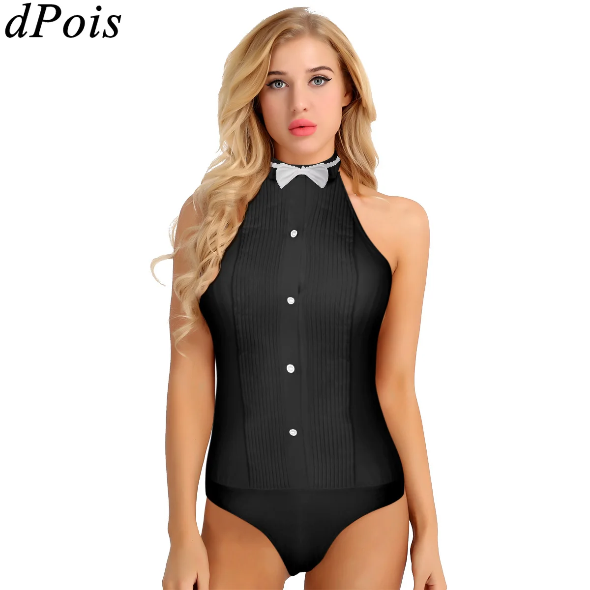 Women Sexy Swimsuit with Bow Tie Bodysuit One Piece Beachwear Sleeveless Haltered Wing Tip Collar Tuxedo Shirt Body Suit 2019
Women Sexy Swimsuit with Bow Tie Bodysuit One Piece Beachwear Sleeveless Haltered Wing Tip Collar Tuxedo Shirt Body Suit 2019
