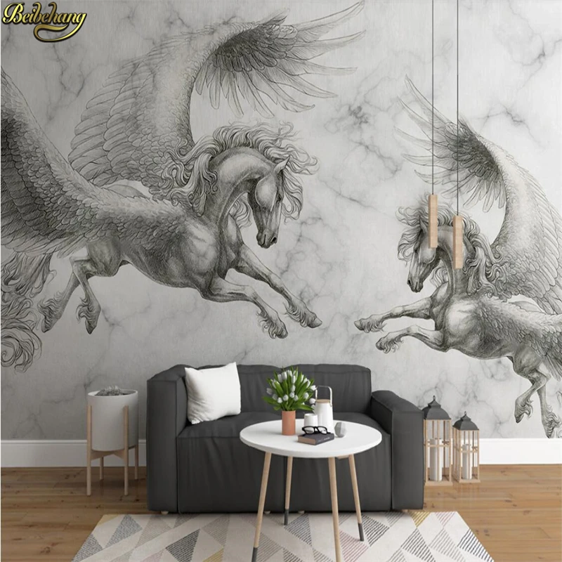 

custom papel de parede 3d White horse wallpaper Landscape unicorn Mural 3D Wall papers for Living Room Sofa TV Bedroom Backdrop