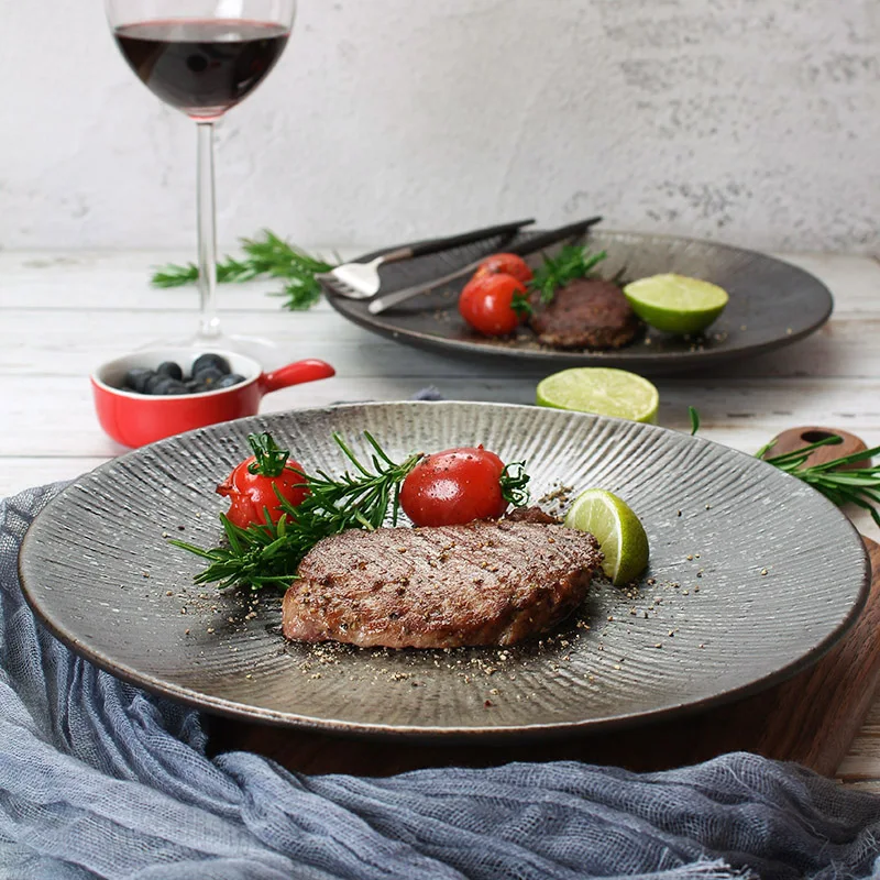 Japanese Retro Dinner Plates Striped Ceramic Tableware Porcelain Plate Household Hotel Western Food Dish
Japanese Retro Dinner Plates Striped Ceramic Tableware Porcelain Plate Household Hotel Western Food Dish
