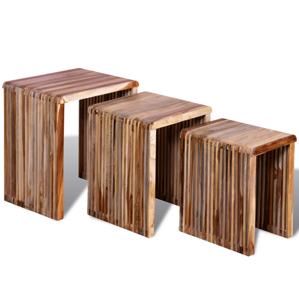 Three Piece Nesting Tables Reclaimed Teak Kitchen Table Computer
